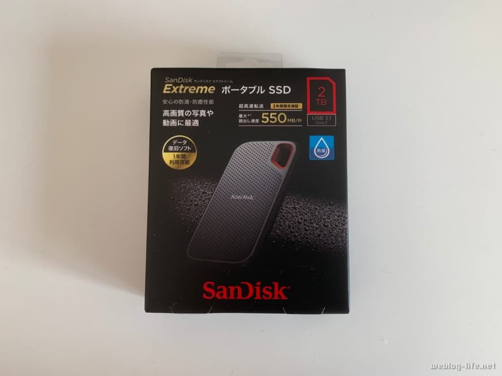 SanDisk Extreme ポータブル SSD　外箱
